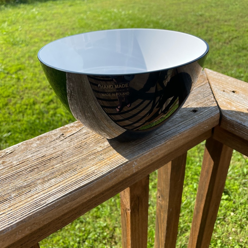 Vintage Holmegaard Art Glass Black And White Cocoon Bowl